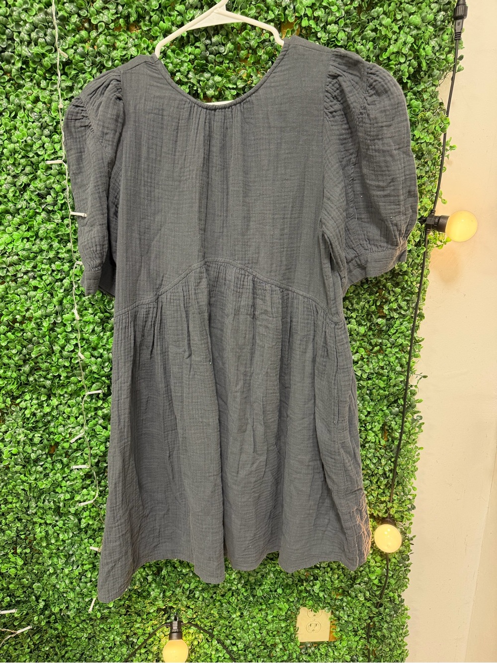 Women’s Charcoal Puff-Sleeve Midi Dress